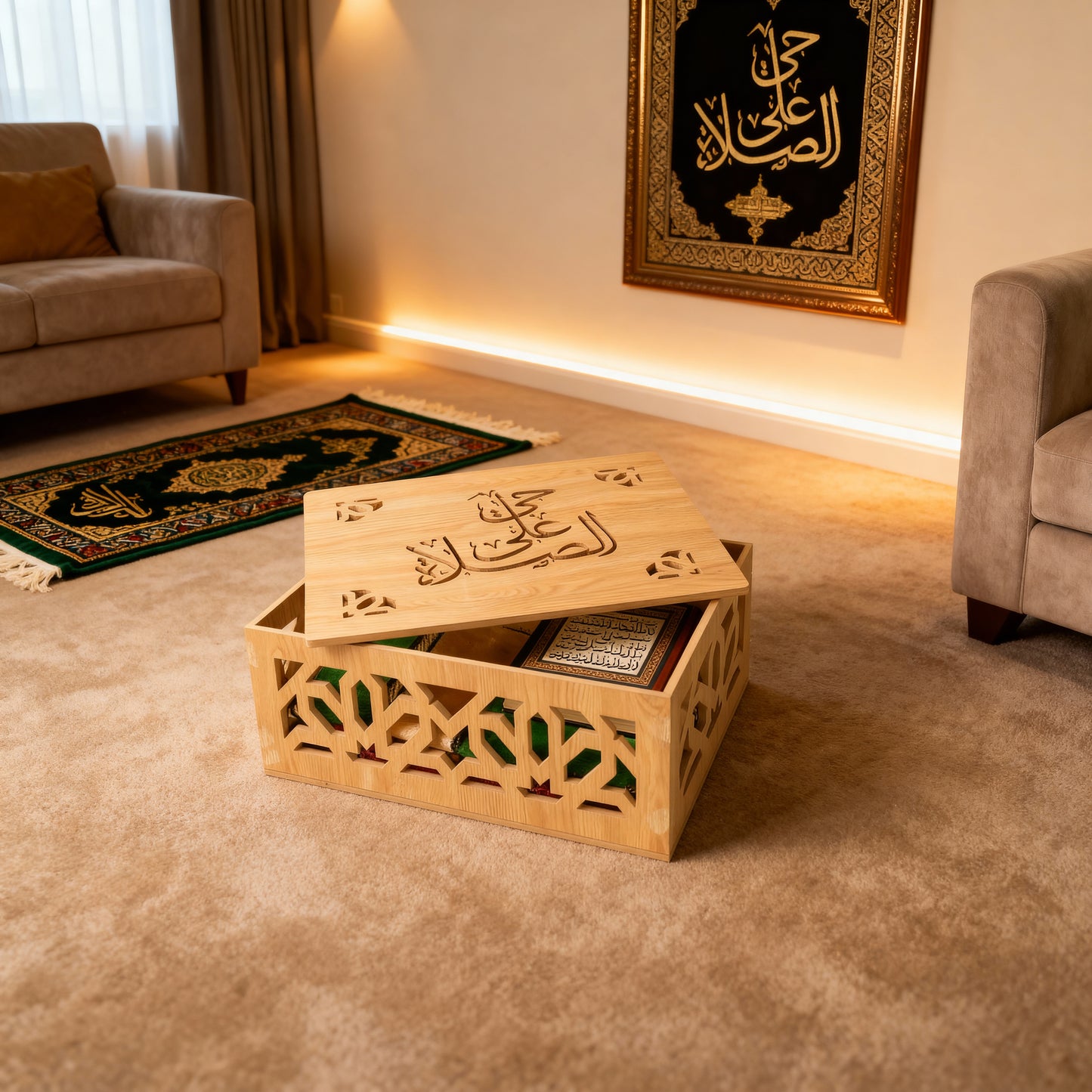 Boîte de rangement pour la prière